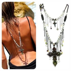 Kinley Multi Gem Stone Cross Necklace